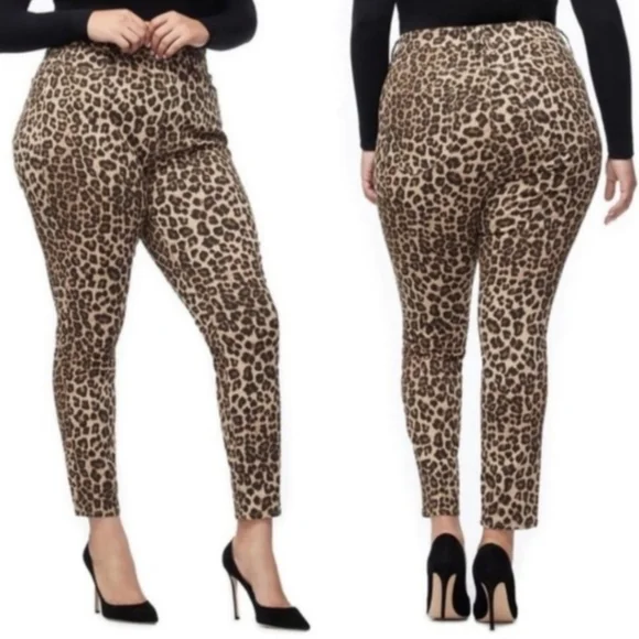 Good American Good Waist Leopard Print Jeans Sz 14/32 Cheetah Animal Print - Picture 2 of 5